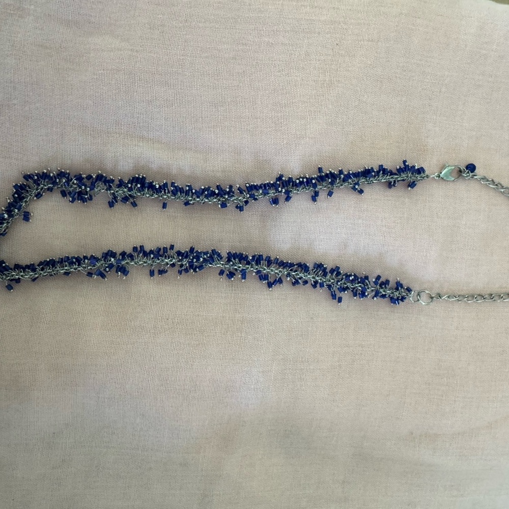 Blue Multi-Strand Beaded Necklace